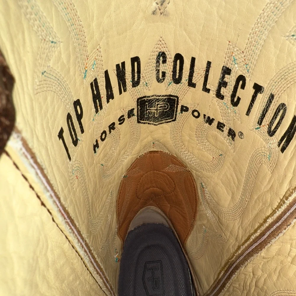 Caiman 10.5EE Horse Power Exotic Brown Cowboy Boots EC - Picture 7 of 15